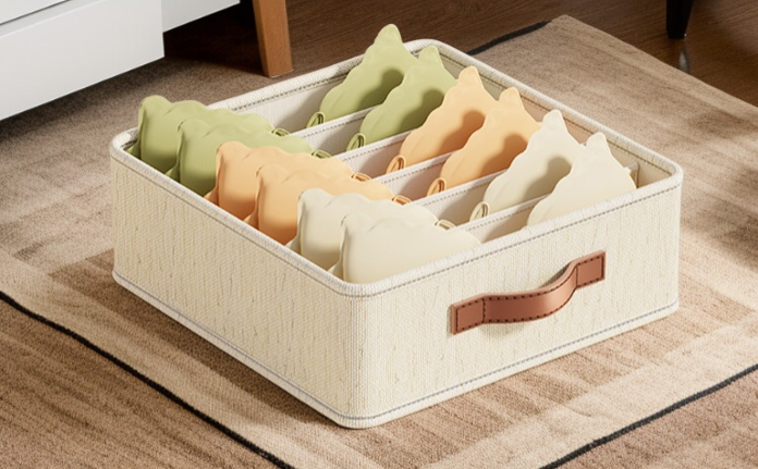 옷장에 정리된 속옷 상자 활용 예시