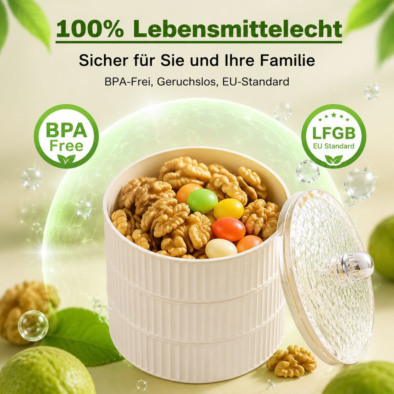 Luxuriöse Obst- und Bonbonbox im Cream-Stil