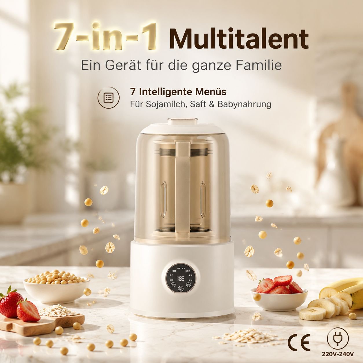 Kompakte Haushaltsmaschine für Sojamilch/Reisbrei/Saft, Vakuum-Hochleistungsmixer