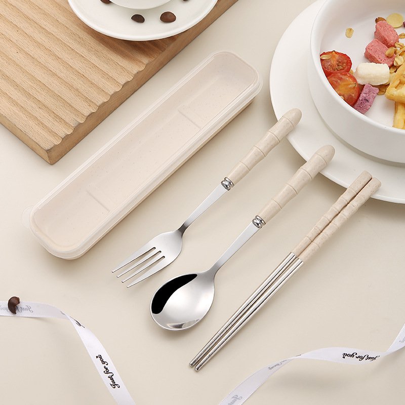 便攜式不鏽鋼餐具三件套