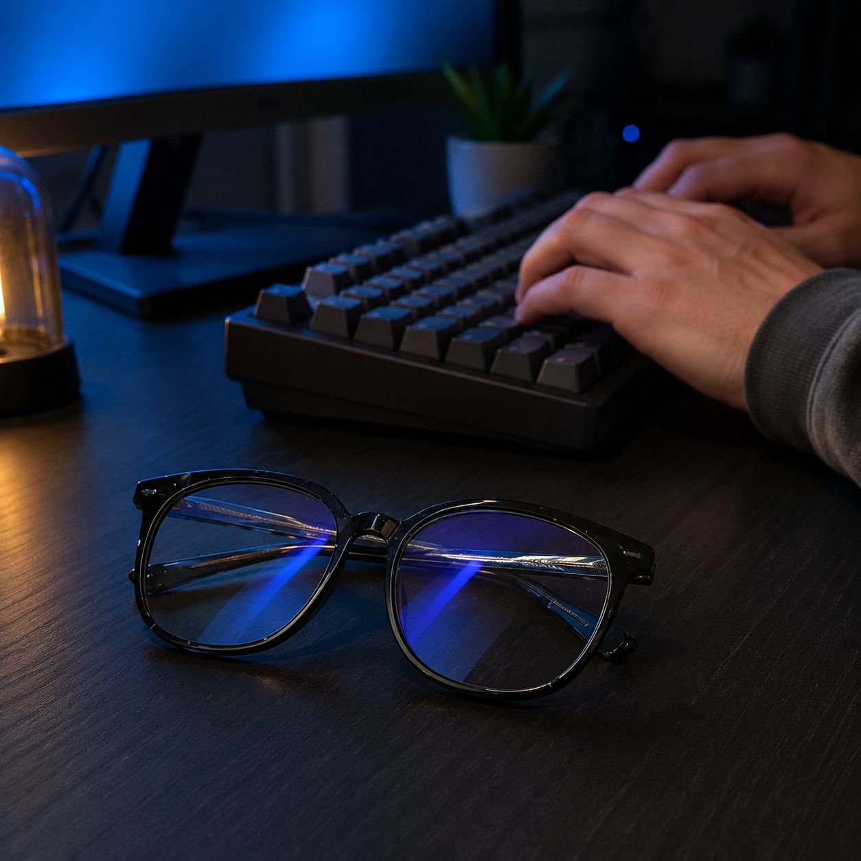 Schwarze Anti-Blaulicht-Brille für großes Gesicht im Retro-Design
