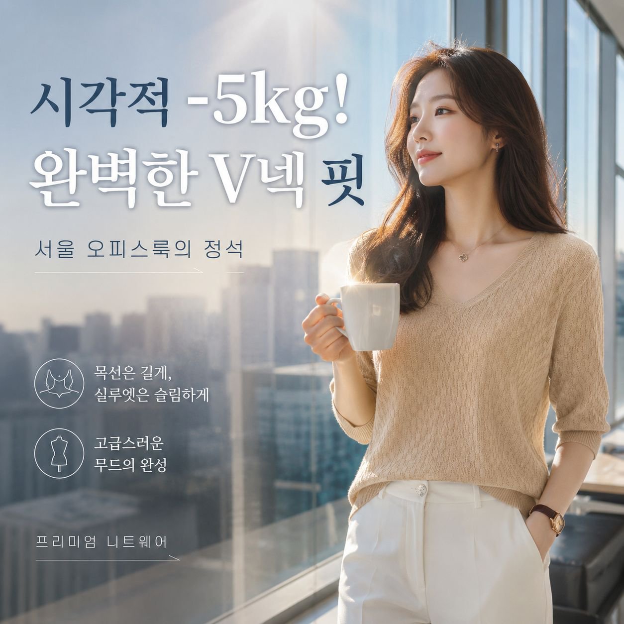 브이넥 슬림핏 다이아몬드 패턴 반팔 상의