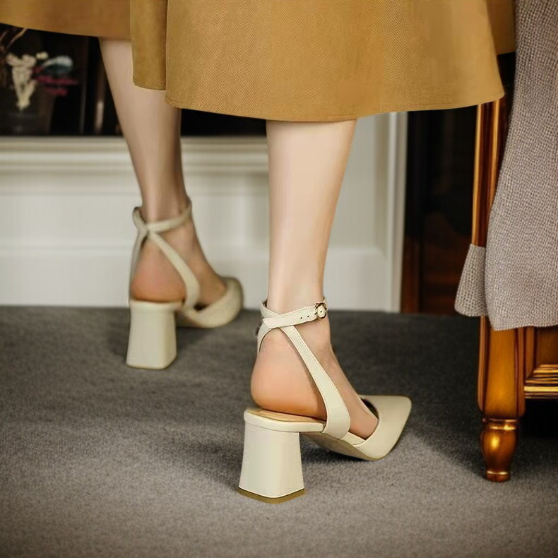 여자 봄 일자 스트랩 누드 스틸레토 힐 여자 사이드 스틸레토 힐 여성 봄 누드 일자 스트랩 힐