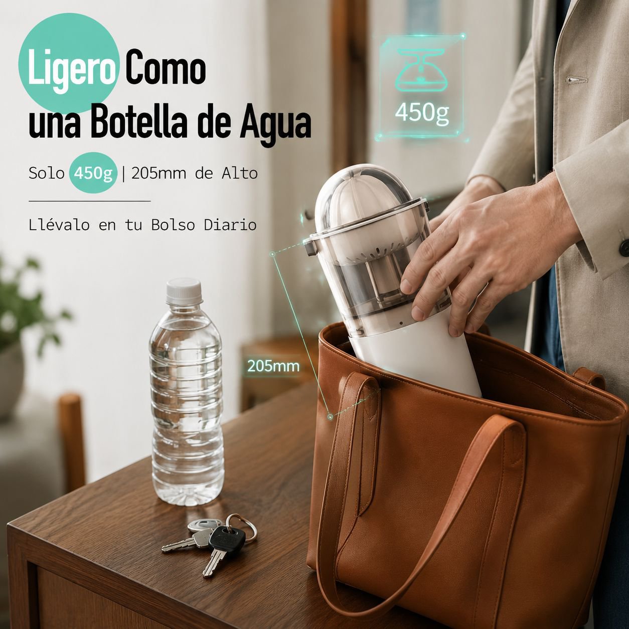 Mini exprimidor de frutas doméstico, extractor de jugos de naranja de 250 ml (verde)