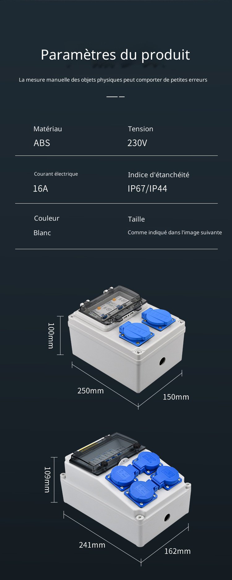 Boîtier de distribution mobile en plastique robuste
