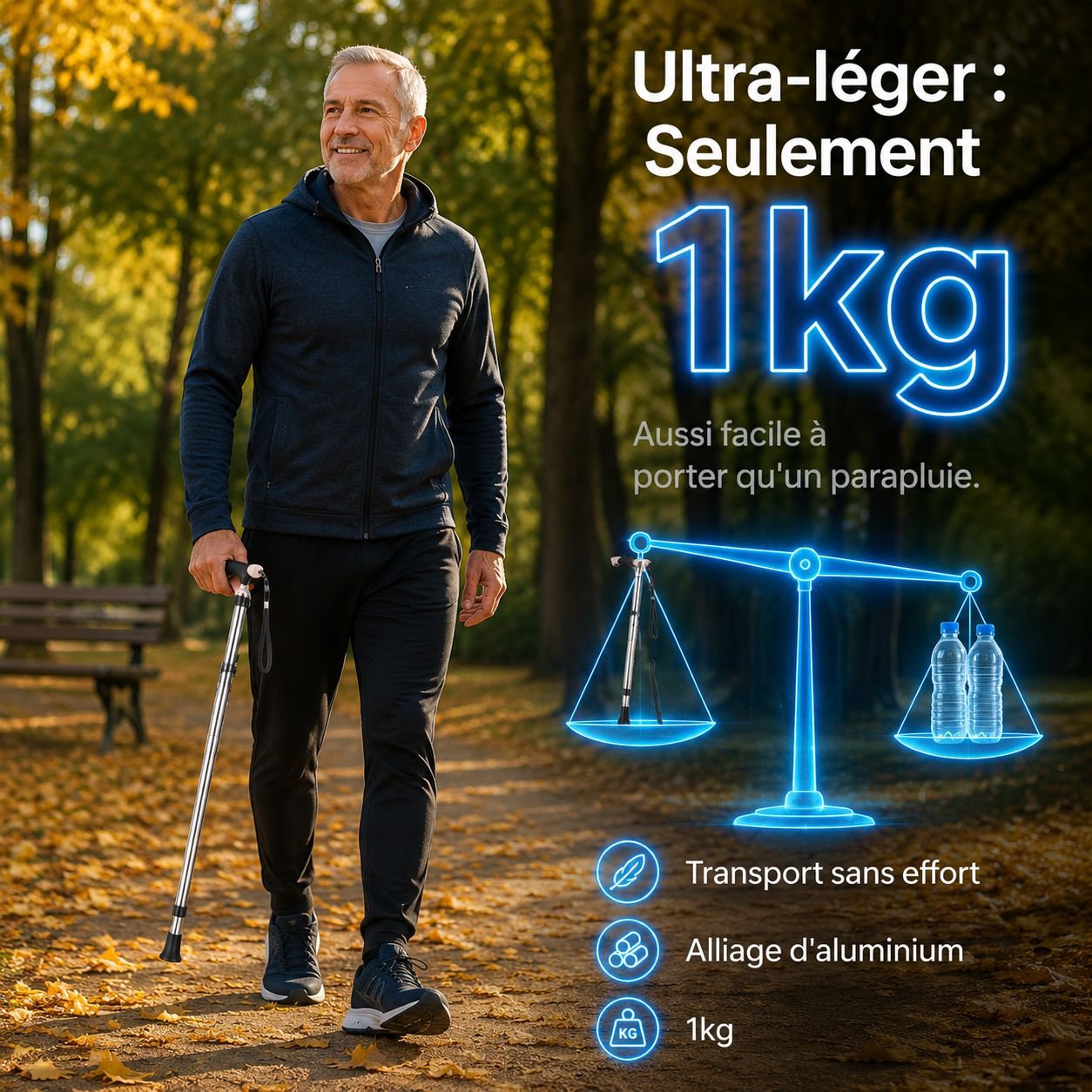 Tabouret Canne Pliable Triangulaire Renforcé