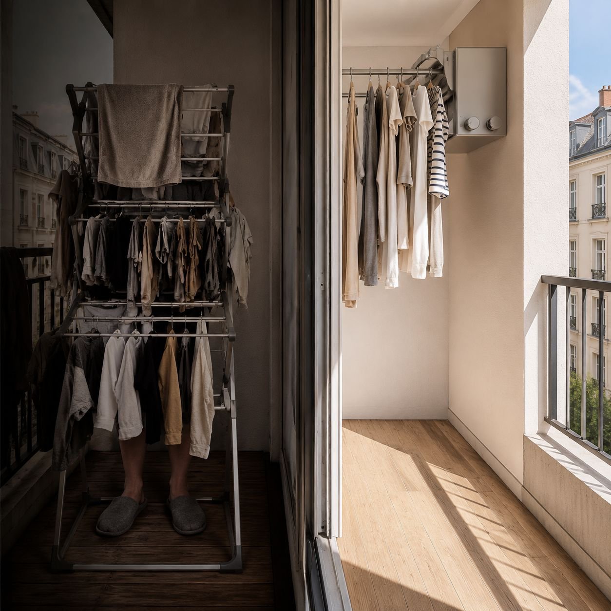 Modernes Design der unsichtbaren Wäscheleine