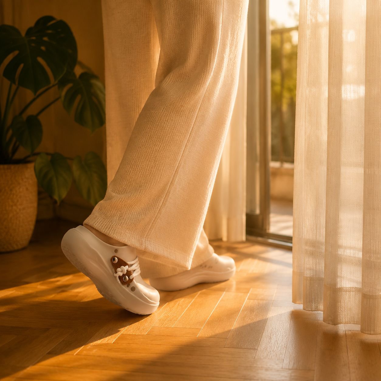 美脚効果を強調したサンダル着用例
