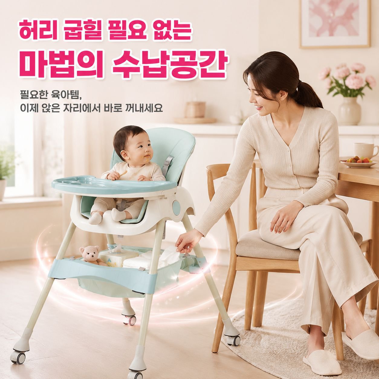 아기 가정용 접이식 식탁의자 다단계 조절 어린이 식사 의자