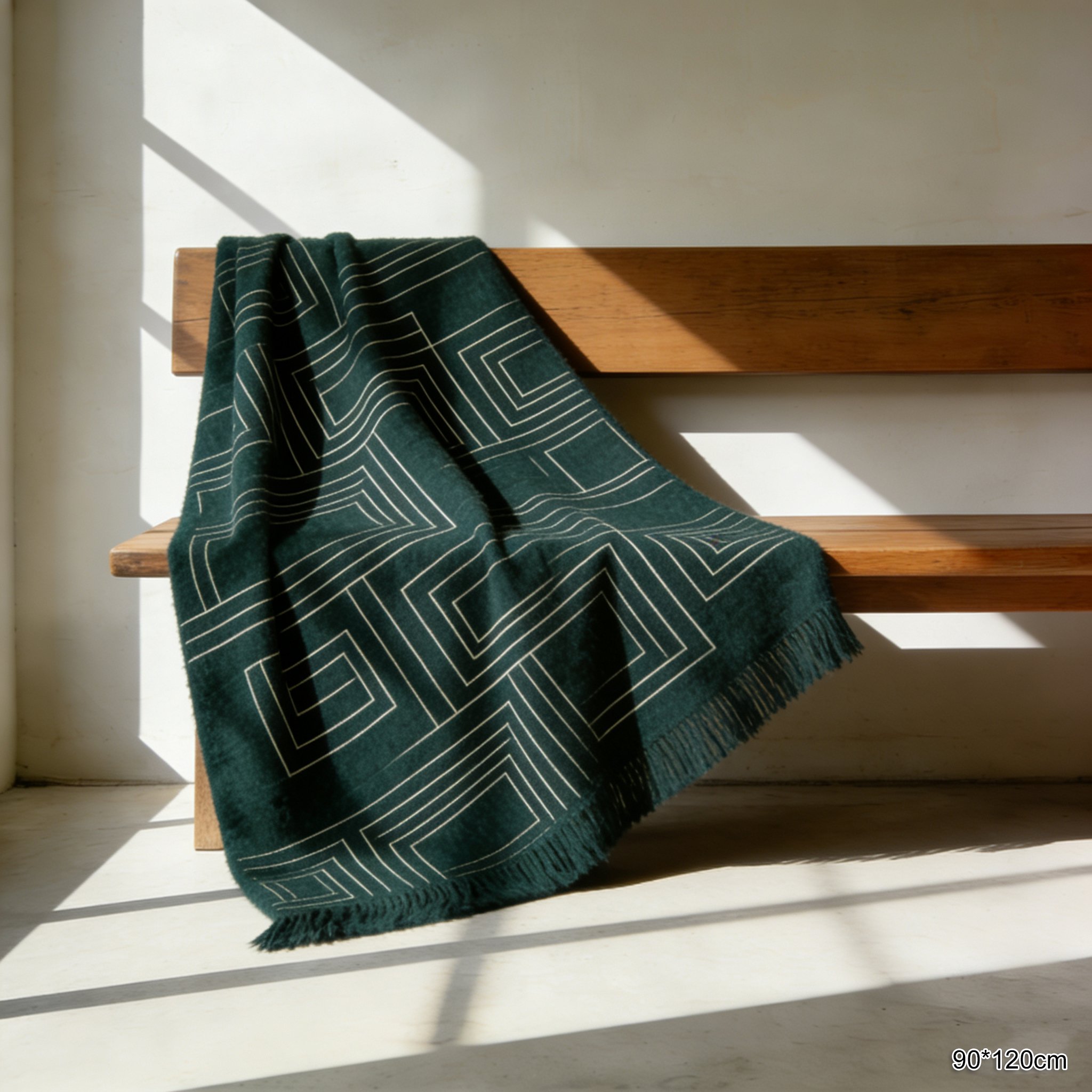 Manta decorativa doblada sobre la cama