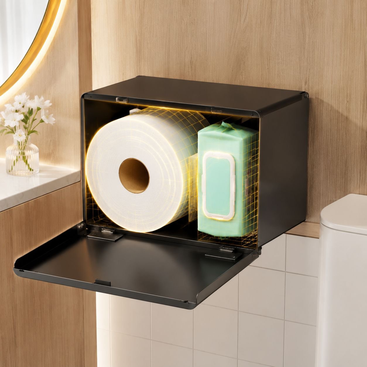 Boîte à papier toilette étanche, installation sans perçage, pour salle de bain