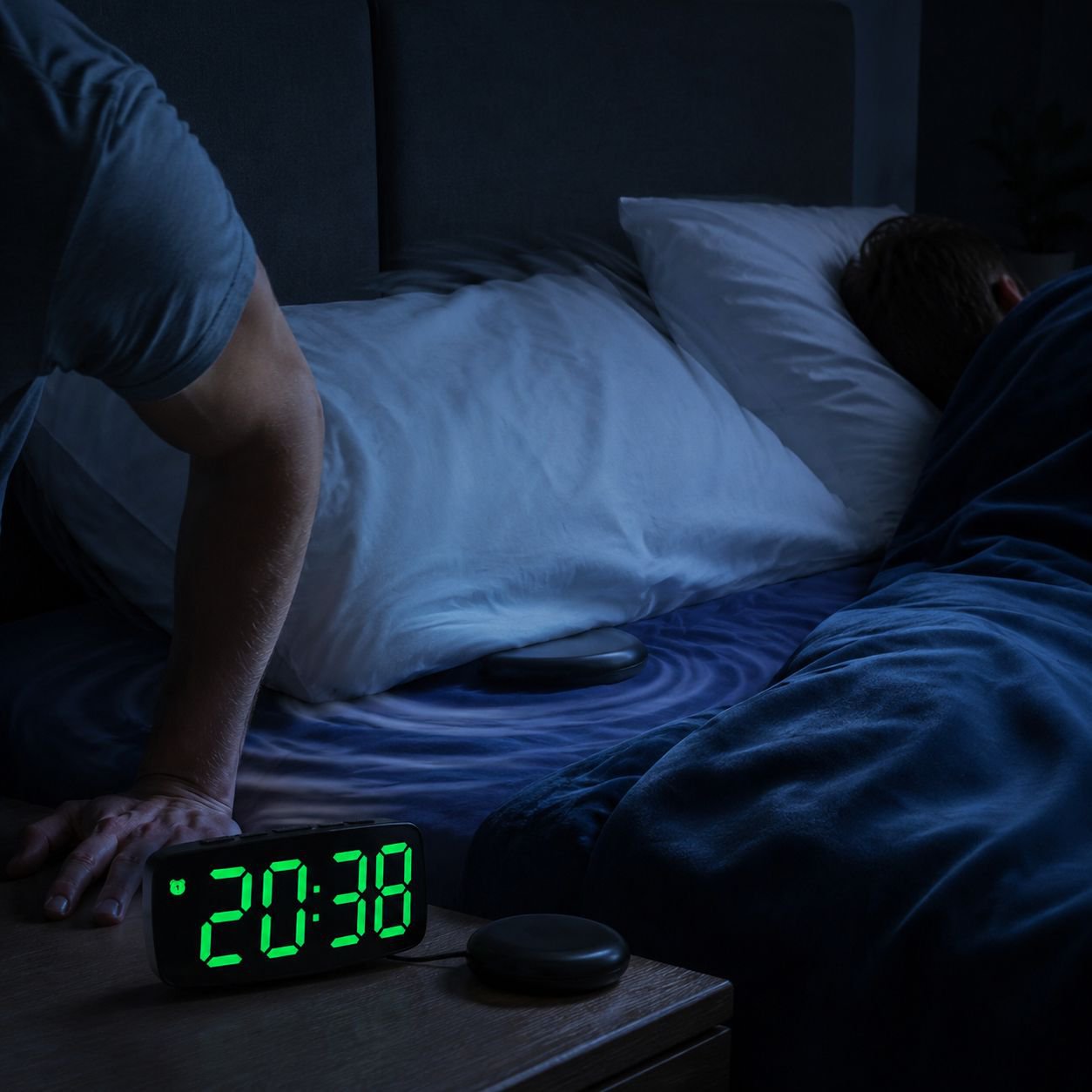 Radio-Controlled LED Vibrating Alarm Clock with Snooze and Large Digits