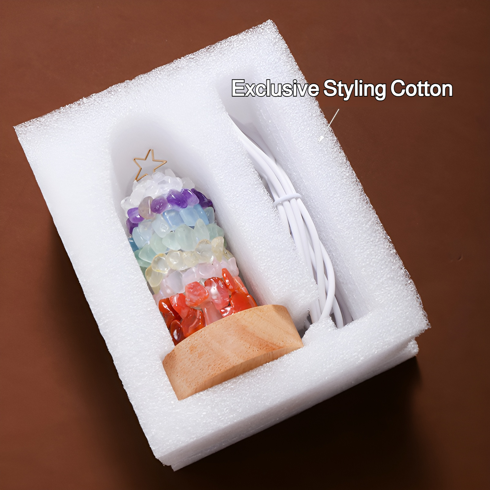 Natural Seven-Color Crystal Christmas Tree Night Light