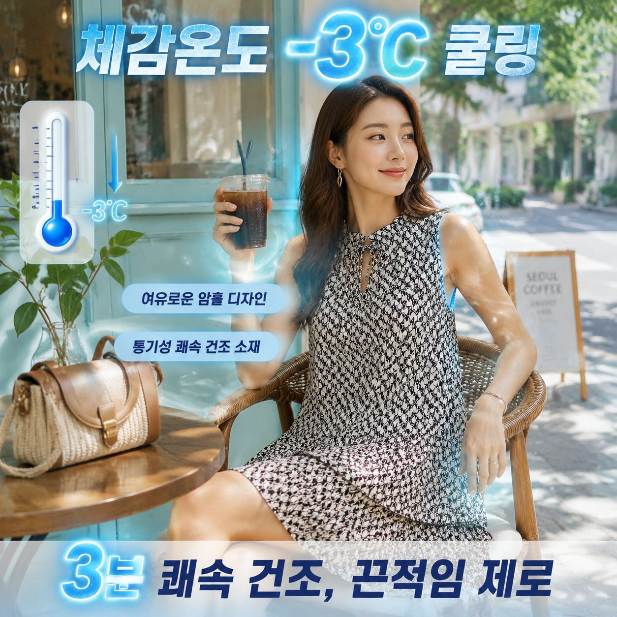 패션 레이스 프린트 리본넥 원피스