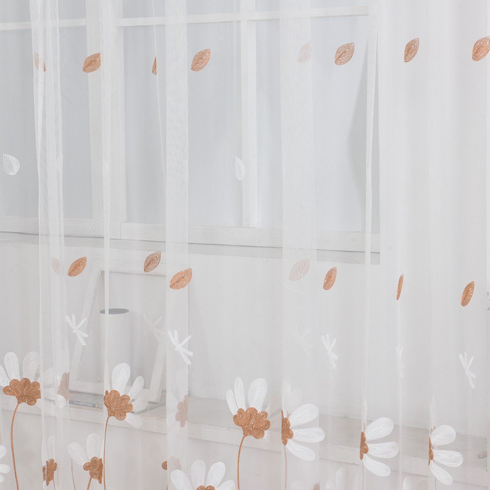 Minimalist Daisy Sheer Curtains for Living Room and Bedroom