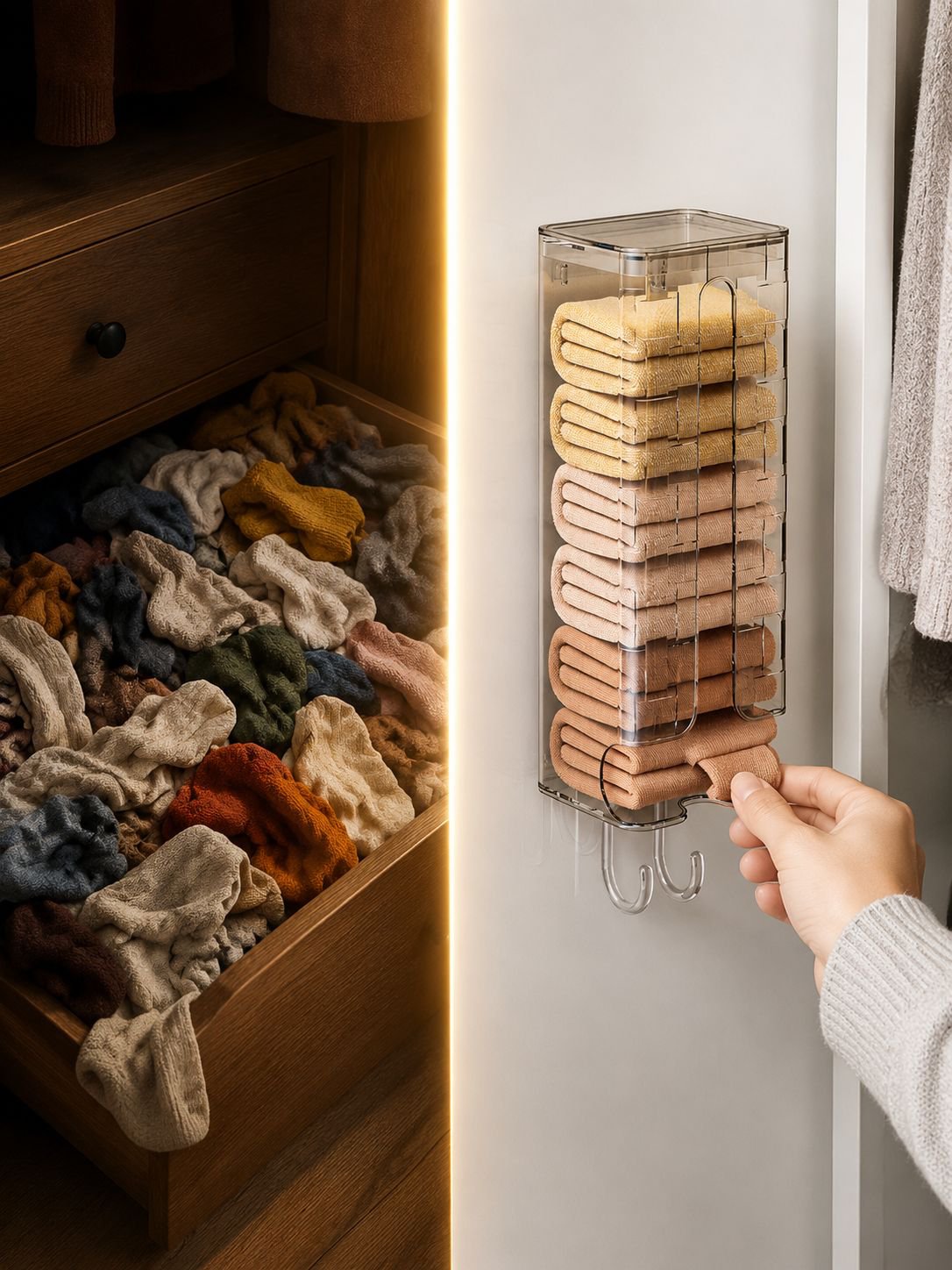 Multi-layer Socks and Underwear Storage Organizer Box front view