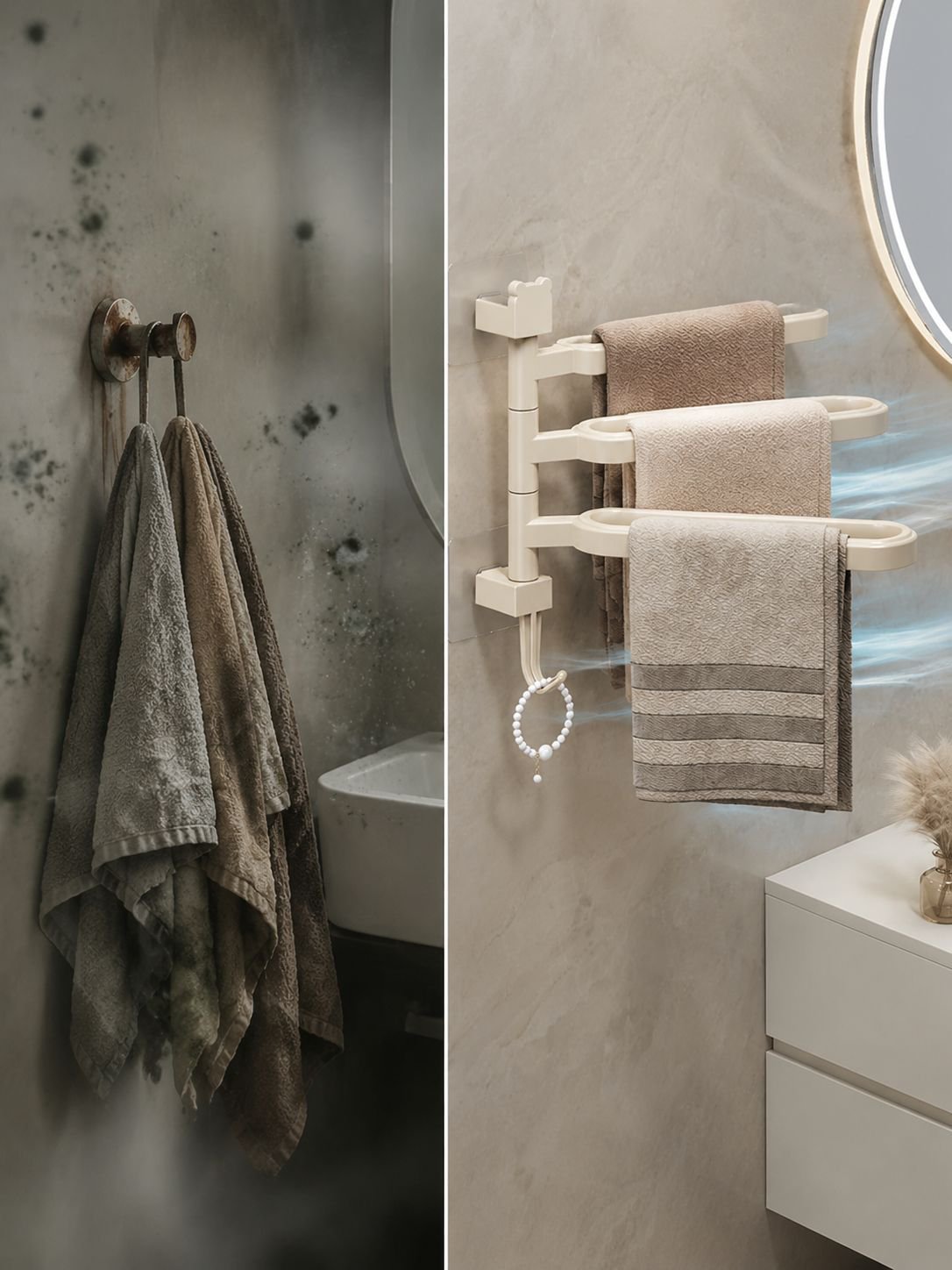 Sturdy and stylish towel rack for bathroom storage