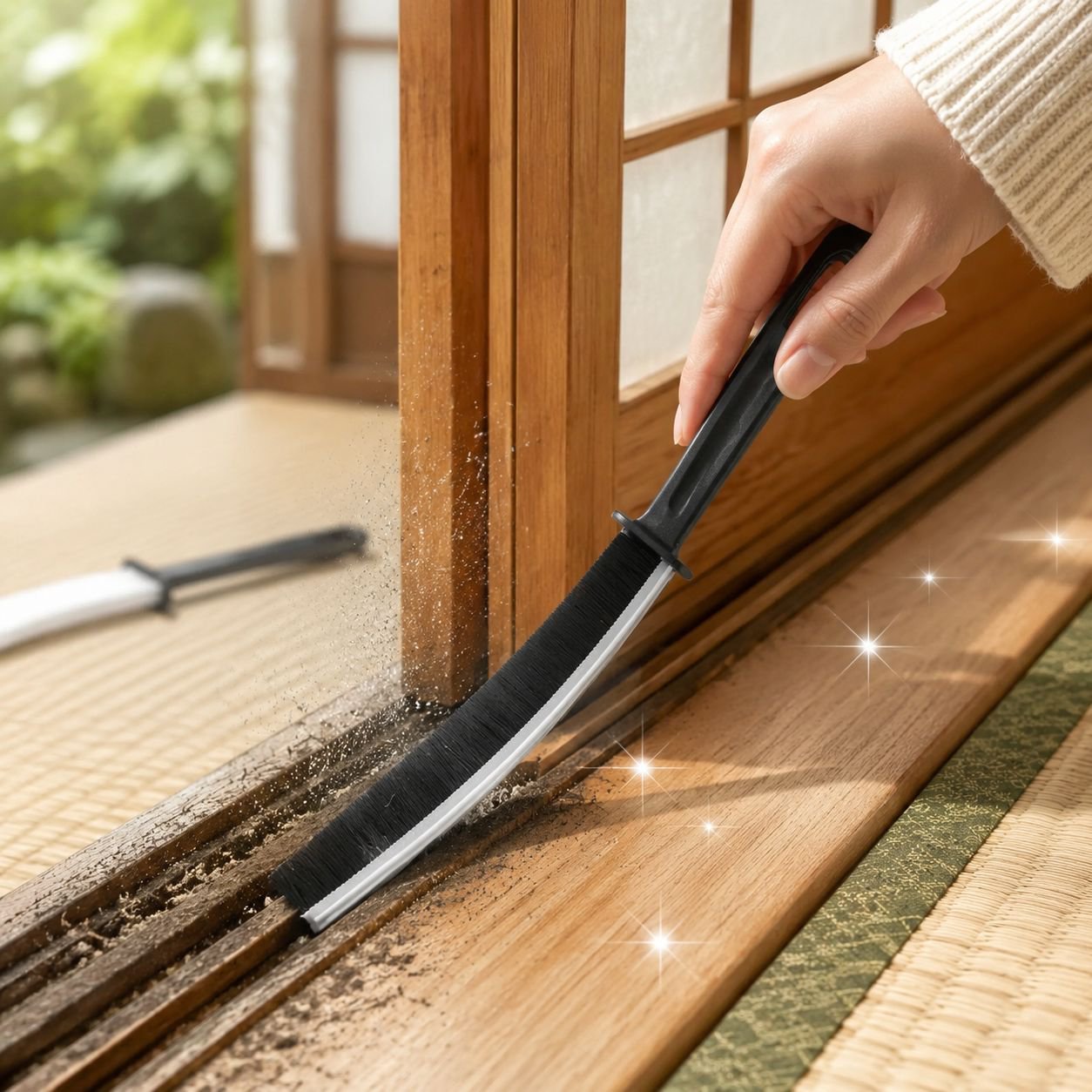 家庭用隙間掃除ブラシ 多目的ロングブラシ グレーの隙間ブラシ 窓溝清掃用具