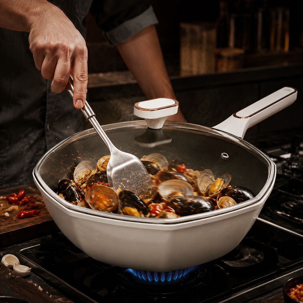 Wear-Resistant Non-Spill Frying Pan