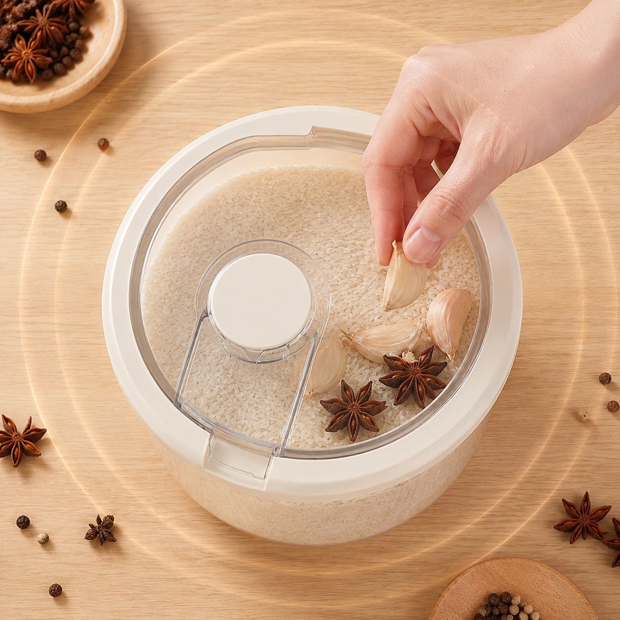Household rice storage box with secure locking lid