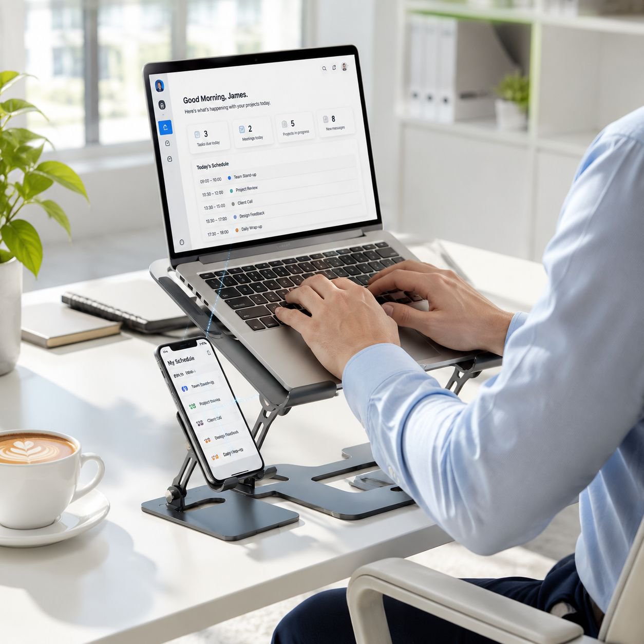 Silent Fan Elevated Laptop Phone Stand, Gaming Notebook Air-Cooled Cooling Base