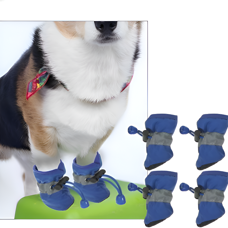 방수 반사 강아지 신발, 부드러운 미끄럼 방지 애완동물 신발