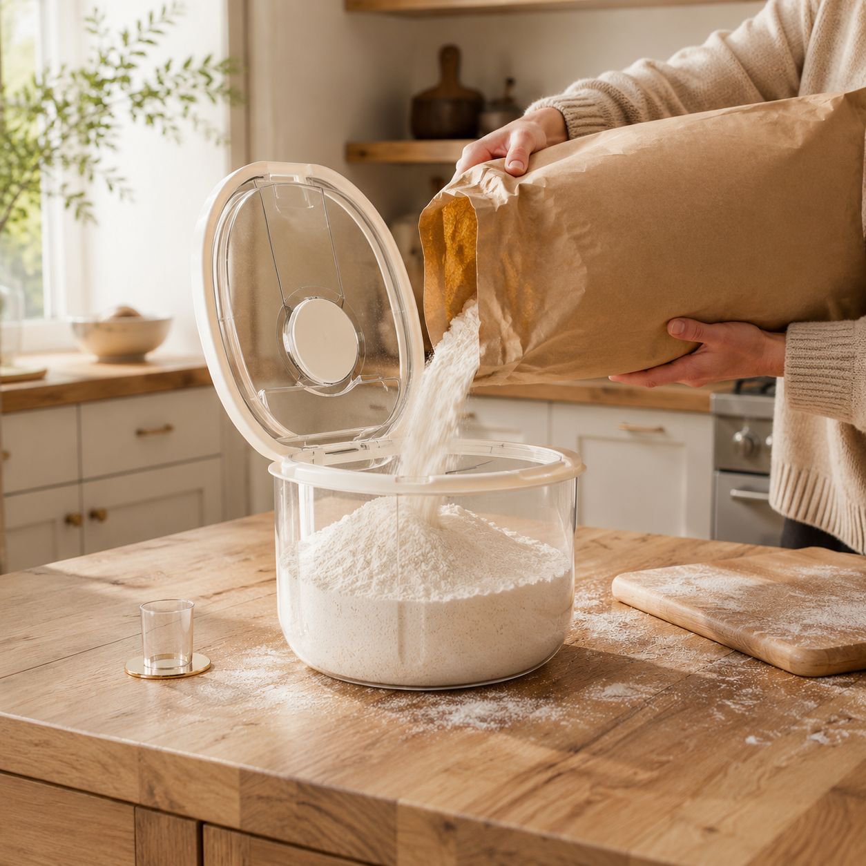 Household food-grade rice container, flour storage tank, insect-proof, moisture-proof, airtight flou