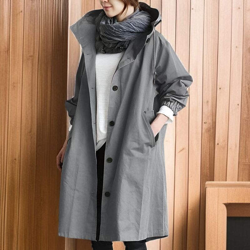 エレガントなデザインのゆったりウエストトレンチコート