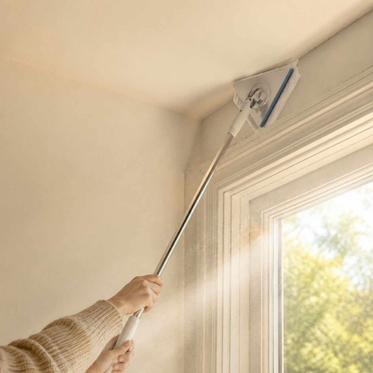 Household cleaning cloth with ergonomic clip handle