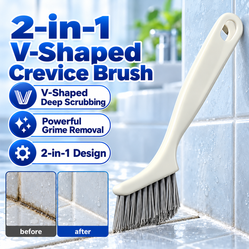 2-in-1 V-shaped brush head for cleaning narrow gaps