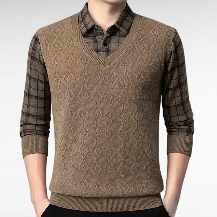 기모 도톰 페이크 레이어드 니트 스웨터