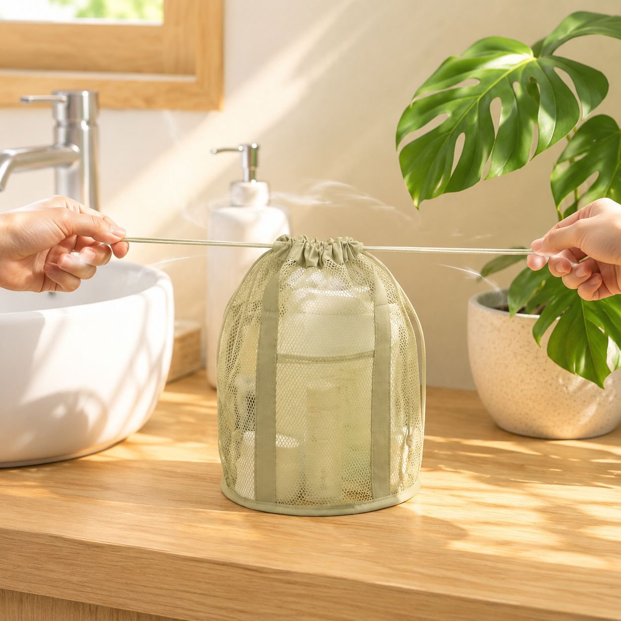Lightweight foldable wash bag for gym
