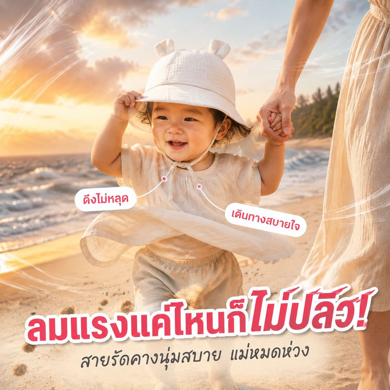 หมวกปีกกว้างเด็กทารก ผ้าฝ้ายแท้ ทรงหูกระต่าย หมวกกันแดด