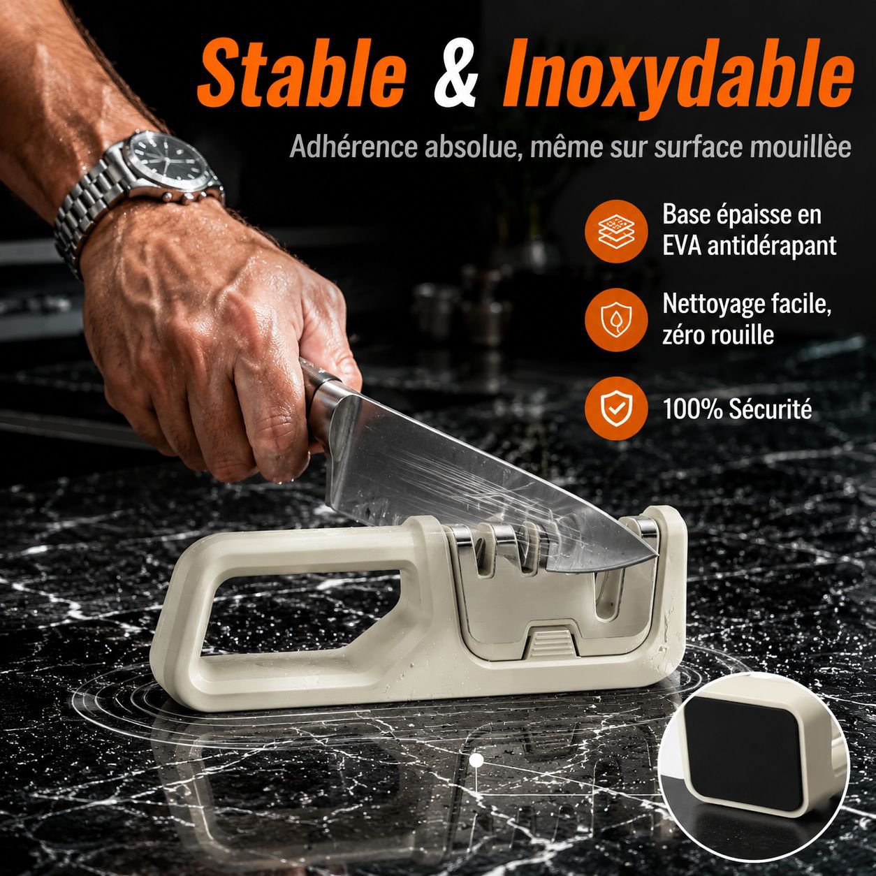Affûteur de couteaux multifonction 4-en-1 pour cuisine, affûtage rapide pour couteaux de chef