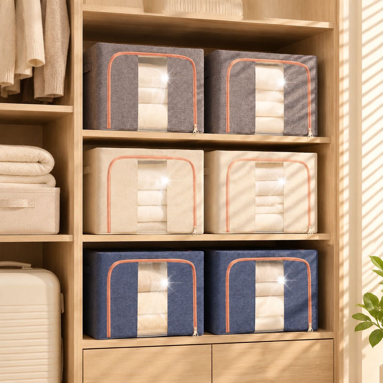 Boîte de rangement pliable en coton et lin de grande capacité pour la maison