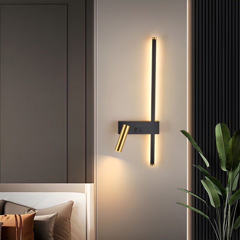 Modern minimalist strip wall light with switch