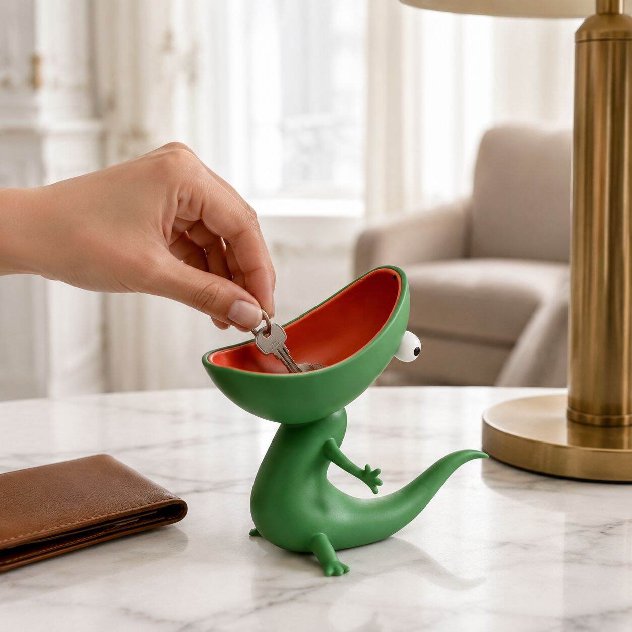 Boîte de rangement pour clés lézard en résine créative