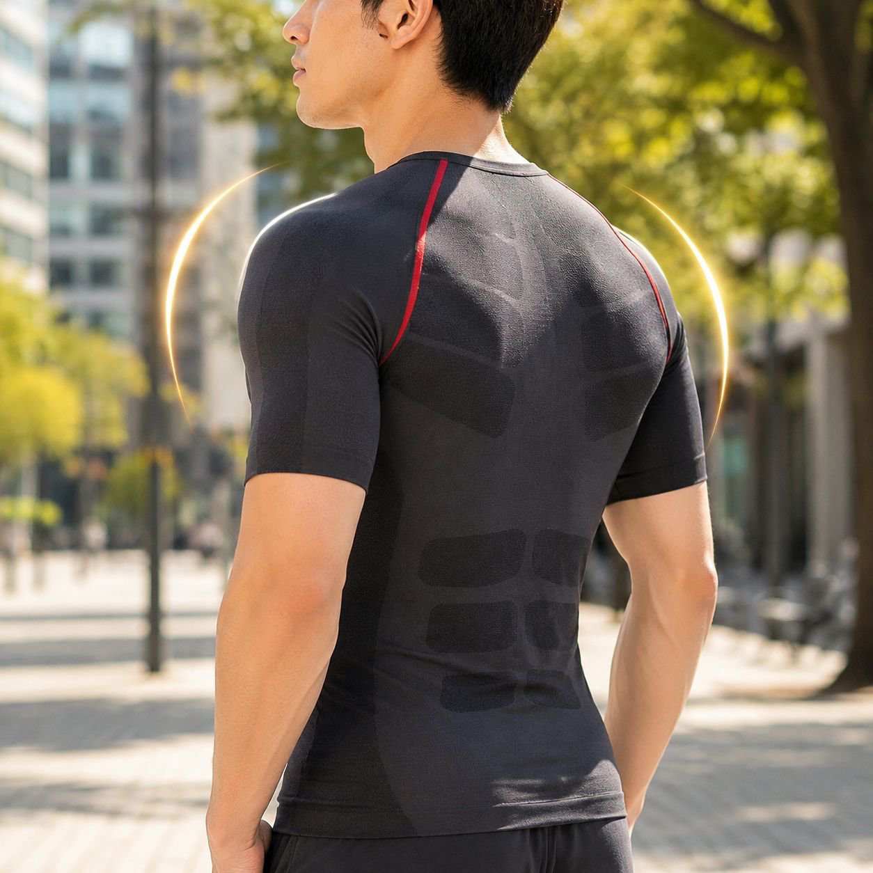 メンズスポーツ速乾タイトTシャツ、フィットネストレーニング通気トップス