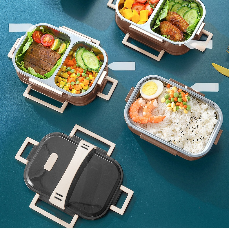 Stainless steel three-layer lunch box