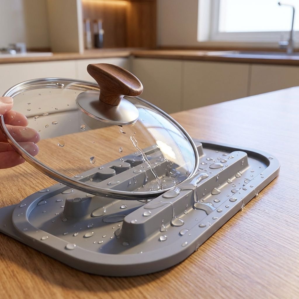 キッチンカウンター用水切りマット — 滑り止め・耐熱仕様 ヘラ置き