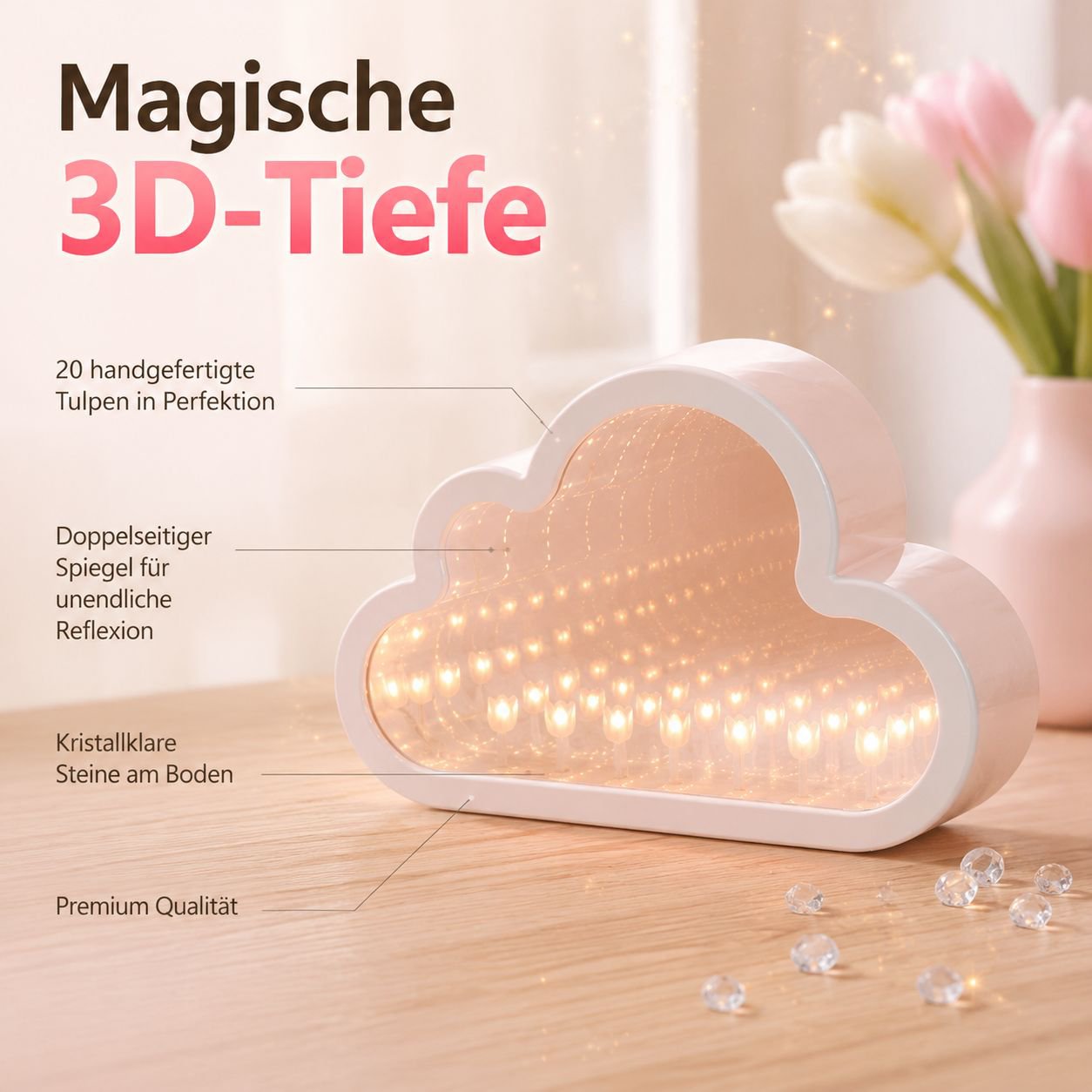Tulpen-Stimmungsleuchte mit Spiegel für das Qixi-Fest