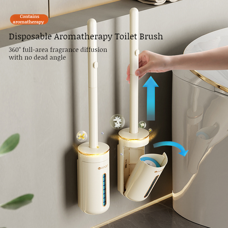 Wall-Mounted Replaceable-Head Toilet Brush