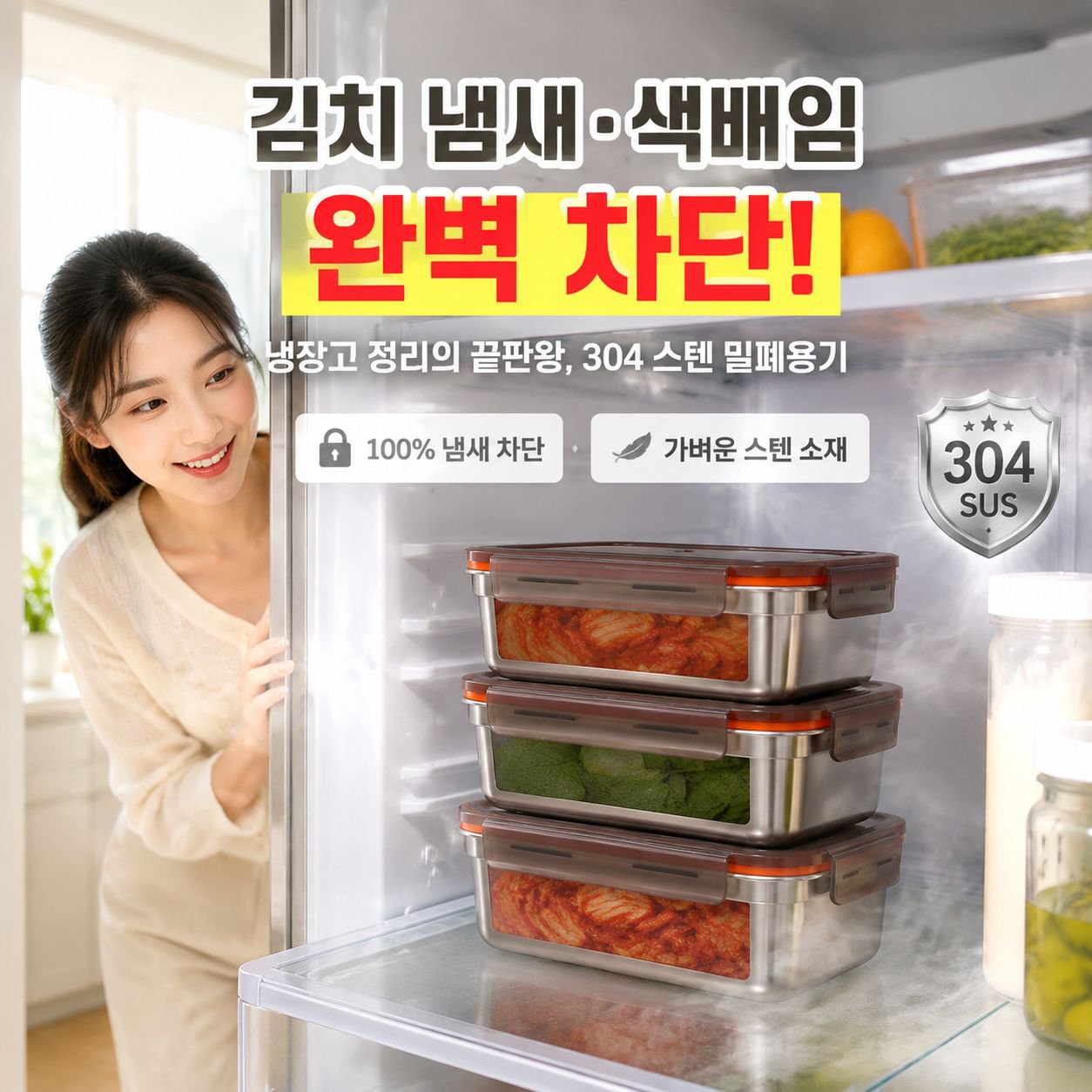 304 스테인리스 장방형 밀폐 보관 용기