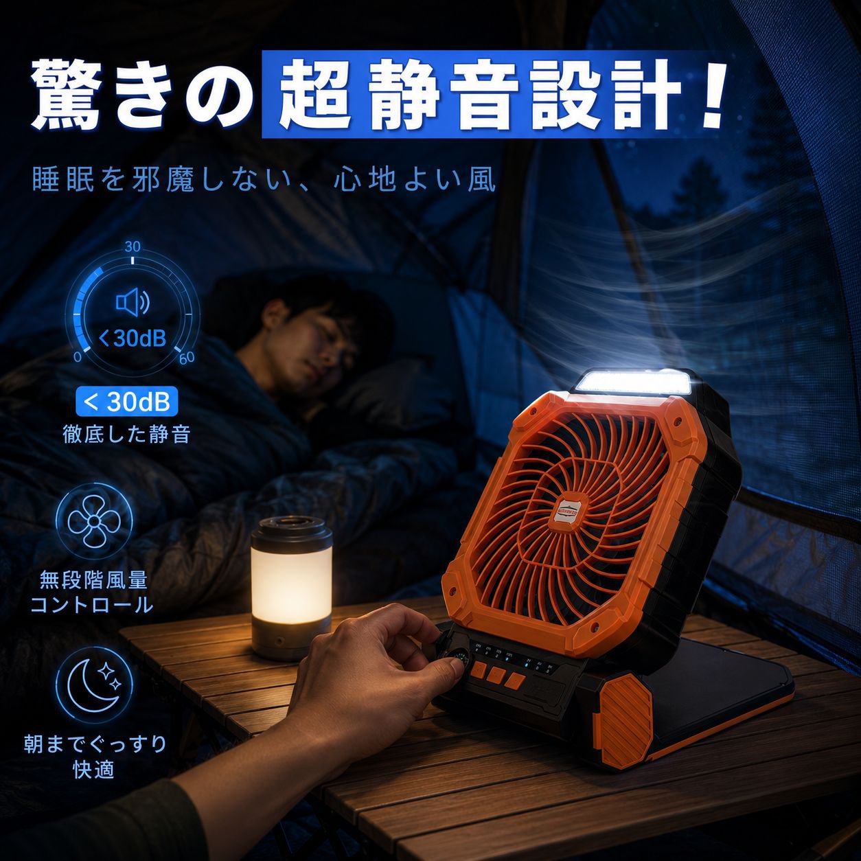 ソーラー充電式携帯ファン テント吊り下げLEDライト 夜釣りキャンプ多機能ライト