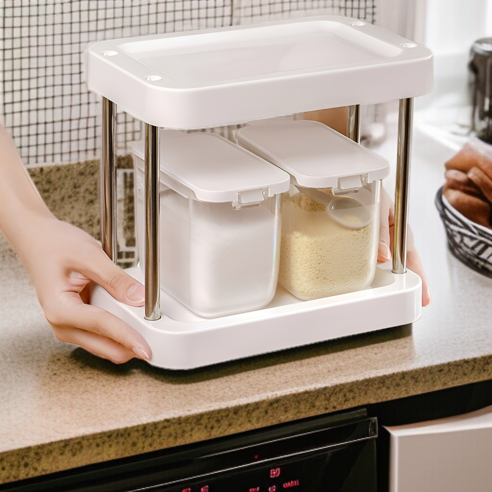 キッチン調味料ボトル収納ラックセット