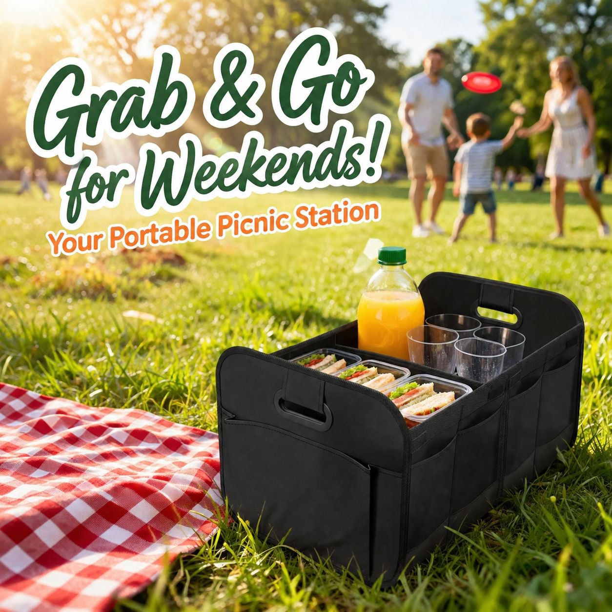 Multifunctional Foldable Car Storage Box, Convenient Compartment Organizer