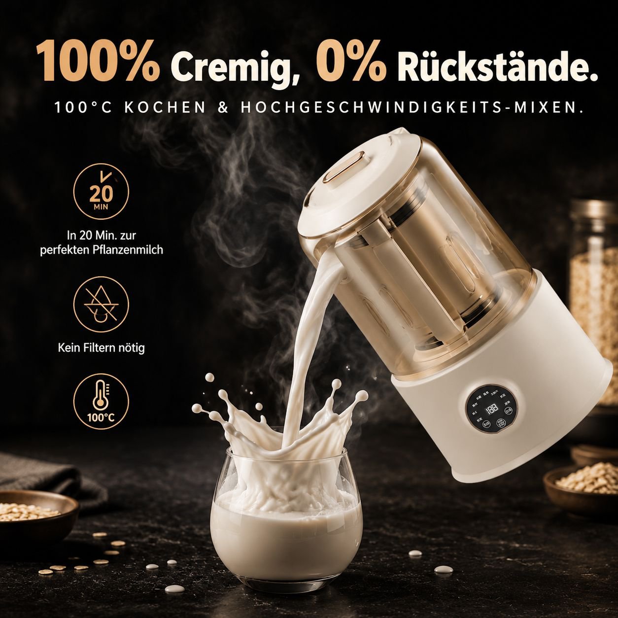 Kompakte Haushaltsmaschine für Sojamilch/Reisbrei/Saft, Vakuum-Hochleistungsmixer