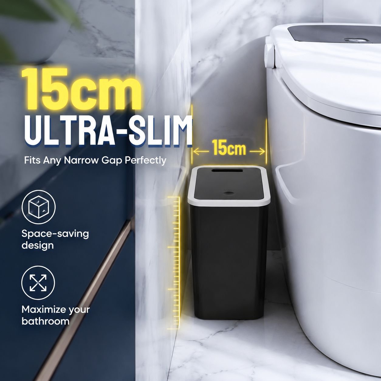 Stylish Flip-Top Trash Can for Home, Kitchen, Office, and Toilet