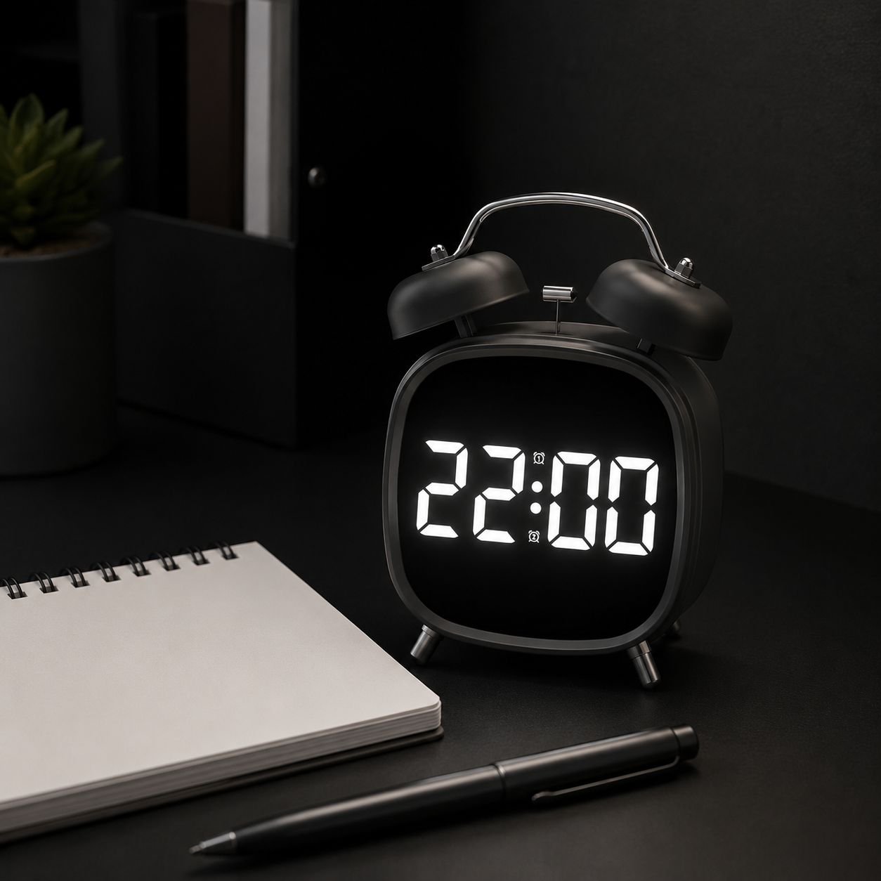 Metal Loud Bell LED Multifunctional Alarm Clock for Heavy Sleepers