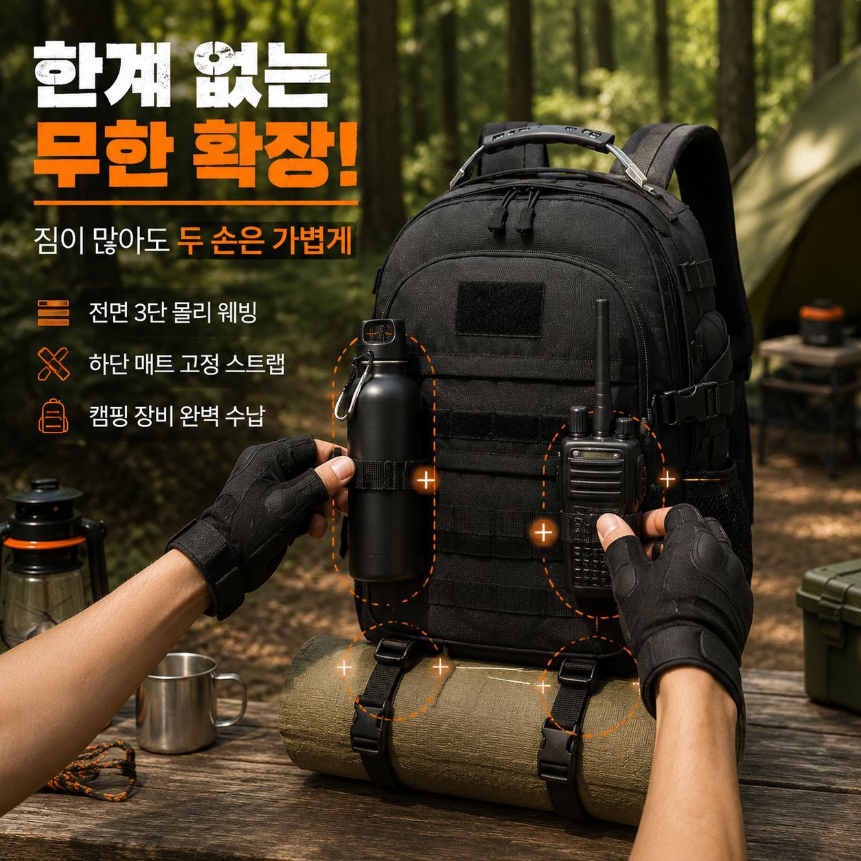 남성용 전술 위장 레저 백팩